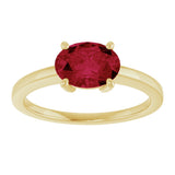 10K Gold Oval Lab-Grown Ruby Solitaire Ring - Yellow Gold - view 3