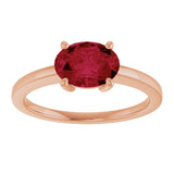 14K Gold Oval Lab-Grown Ruby Solitaire Ring - Rose Gold - view 3