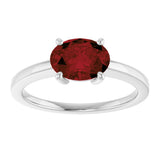 10K Gold Oval Natural Mozambique Garnet Solitaire Ring - White Gold - view 3