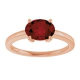 14K Gold Oval Natural Mozambique Garnet Solitaire Ring - Rose Gold - view 3
