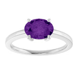 10K Gold Oval Natural Amethyst Solitaire Ring - White Gold - view 3