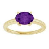 10K Gold Oval Natural Amethyst Solitaire Ring - Yellow Gold - view 3