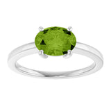 10K Gold Oval Natural Peridot Solitaire Ring - White Gold - view 3