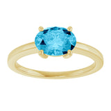 10K Gold Oval Natural Aquamarine Solitaire Ring - Yellow Gold - view 3