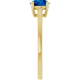 10K Gold Oval Lab-Grown Blue Sapphire Solitaire Ring - Yellow Gold - view 4