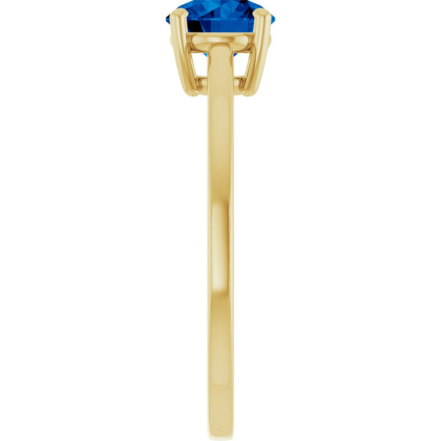 10K Gold Oval Lab-Grown Blue Sapphire Solitaire Ring - Yellow Gold - view 4