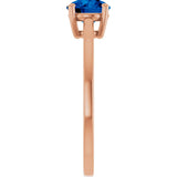 14K Gold Oval Lab-Grown Blue Sapphire Solitaire Ring - Rose Gold - view 4