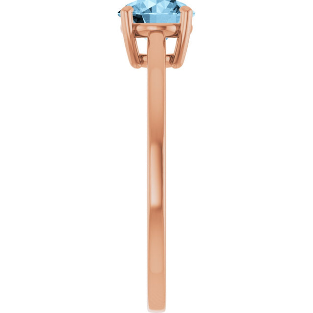 14K Gold Oval Natural Sky Blue Topaz Solitaire Ring - Rose Gold - view 4