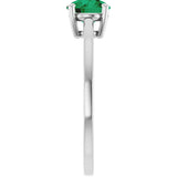 10K Gold Oval Lab-Grown Emerald Solitaire Ring - White Gold - view 4