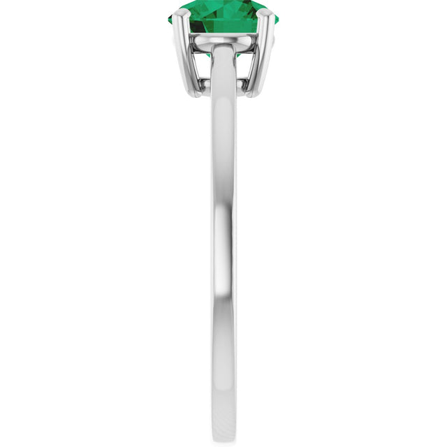 10K Gold Oval Lab-Grown Emerald Solitaire Ring - White Gold - view 4