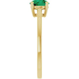 10K Gold Oval Lab-Grown Emerald Solitaire Ring - Yellow Gold - view 4