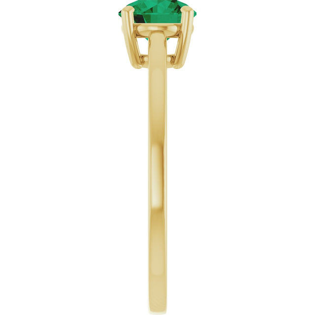 10K Gold Oval Lab-Grown Emerald Solitaire Ring - Yellow Gold - view 4
