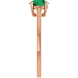14K Gold Emerald Lab-Grown Emerald Solitaire Ring - Rose Gold - view 4