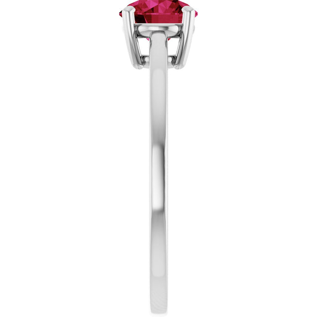 10K Gold Oval Lab-Grown Ruby Solitaire Ring - White Gold - view 4