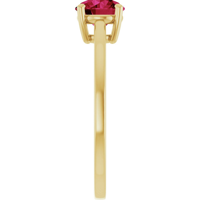 10K Gold Oval Lab-Grown Ruby Solitaire Ring - Yellow Gold - view 4