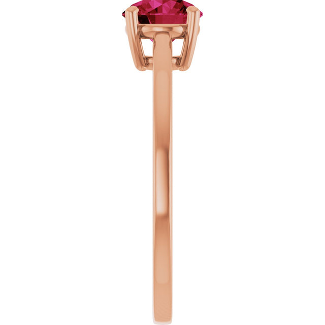 14K Gold Oval Lab-Grown Ruby Solitaire Ring - Rose Gold - view 4
