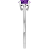 10K Gold Oval Natural Amethyst Solitaire Ring - White Gold - view 4