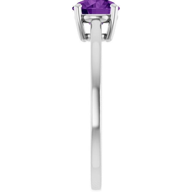 10K Gold Oval Natural Amethyst Solitaire Ring - White Gold - view 4