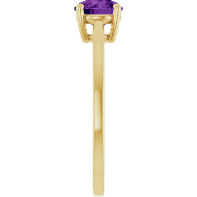 10K Gold Oval Natural Amethyst Solitaire Ring - Yellow Gold - view 4