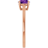 14K Gold Oval Natural Amethyst Solitaire Ring - Rose Gold - view 4