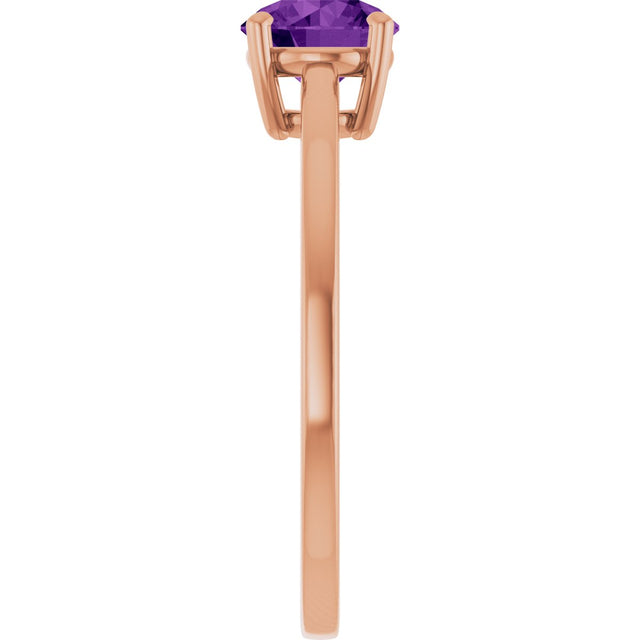 14K Gold Oval Natural Amethyst Solitaire Ring - Rose Gold - view 4
