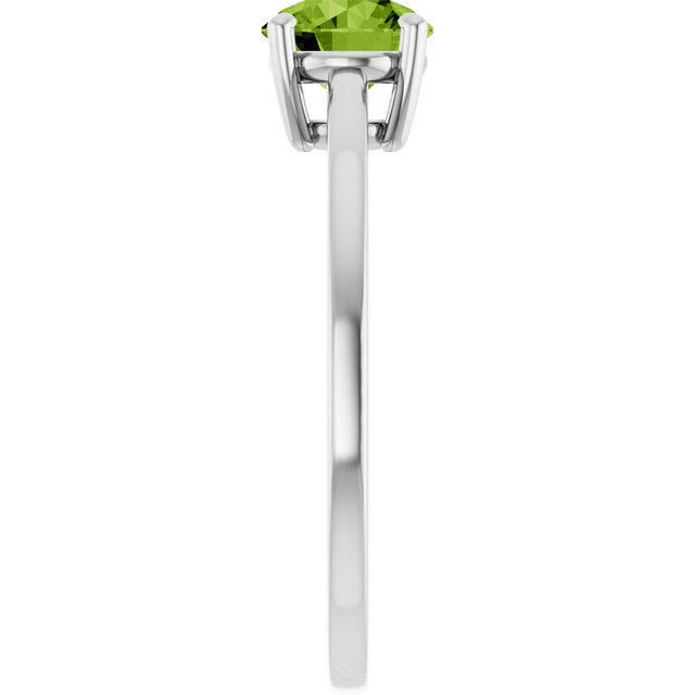 10K Gold Oval Natural Peridot Solitaire Ring - White Gold - view 4