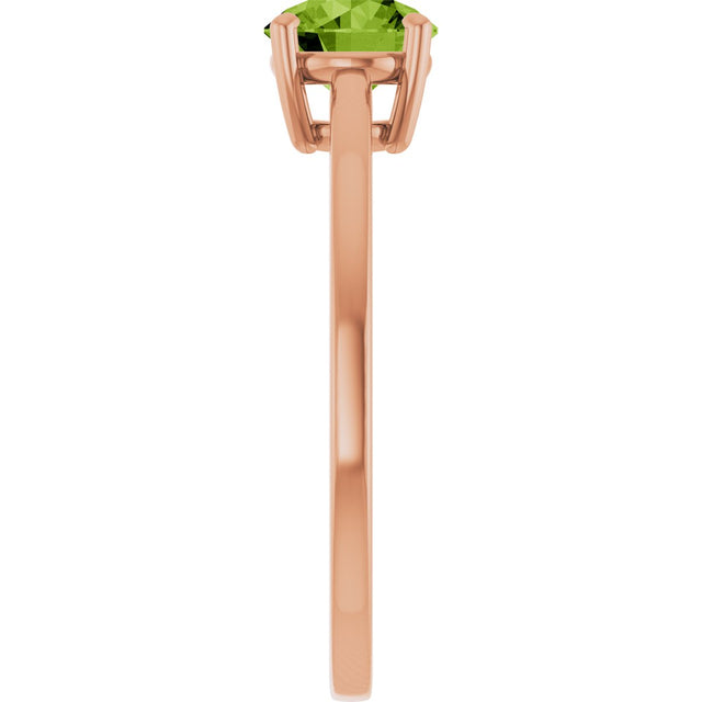 14K Gold Oval Natural Peridot Solitaire Ring – 6x4mm - Rose Gold - view 4