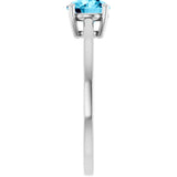 10K Gold Oval Natural Aquamarine Solitaire Ring - White Gold - view 4