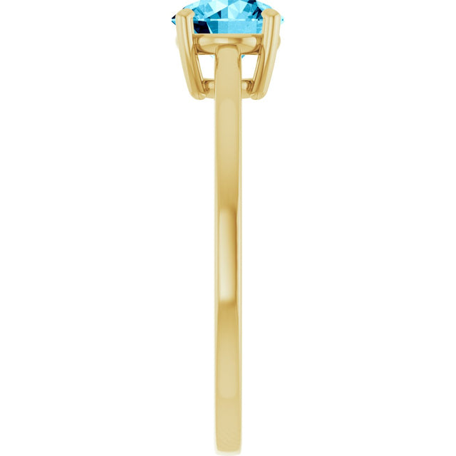 10K Gold Oval Natural Aquamarine Solitaire Ring - Yellow Gold - view 4