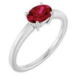 Platinum Oval Lab-Grown Ruby Solitaire Ring