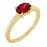 10K Gold Oval Lab-Grown Ruby Solitaire Ring - Yellow Gold