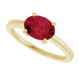 10K Gold Oval Lab-Grown Ruby Solitaire Ring - Yellow Gold - view 5