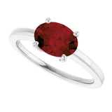 10K Gold Oval Natural Mozambique Garnet Solitaire Ring - White Gold - view 5