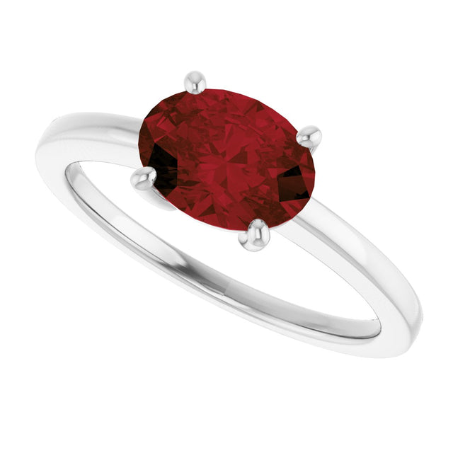 10K Gold Oval Natural Mozambique Garnet Solitaire Ring - White Gold - view 5
