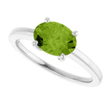 10K Gold Oval Natural Peridot Solitaire Ring - White Gold - view 5
