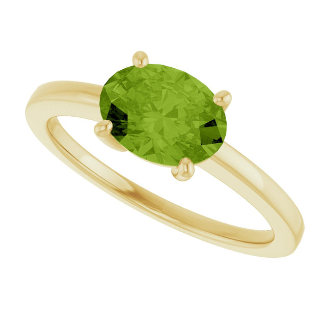 10K Gold Oval Natural Peridot Solitaire Ring - Yellow Gold - view 5