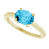 10K Gold Oval Natural Aquamarine Solitaire Ring - Yellow Gold - view 5
