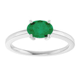 10K Gold Oval Lab-Grown Emerald Solitaire Ring - White Gold - view 3