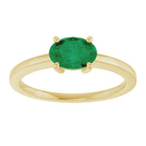 10K Gold Oval Lab-Grown Emerald Solitaire Ring - Yellow Gold - view 3