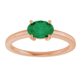14K Gold Emerald Lab-Grown Emerald Solitaire Ring - Rose Gold - view 3