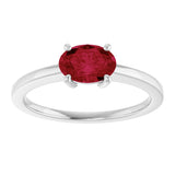 10K Gold Oval Lab-Grown Ruby Solitaire Ring - White Gold - view 3