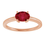 14K Gold Oval Lab-Grown Ruby Solitaire Ring - Rose Gold - view 3