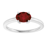 10K Gold Oval Natural Mozambique Garnet Solitaire Ring - White Gold - view 3