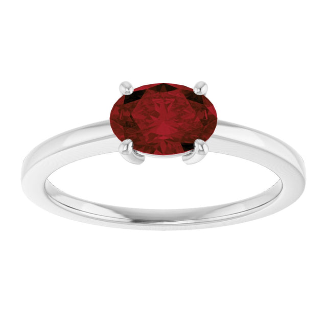 10K Gold Oval Natural Mozambique Garnet Solitaire Ring - White Gold - view 3