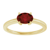 10K Gold Oval Natural Mozambique Garnet Solitaire Ring - Yellow Gold - view 3