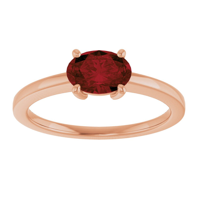 14K Gold Oval Natural Mozambique Garnet Solitaire Ring - Rose Gold - view 3