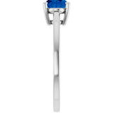 10K Gold Oval Lab-Grown Blue Sapphire Solitaire Ring - White Gold - view 4
