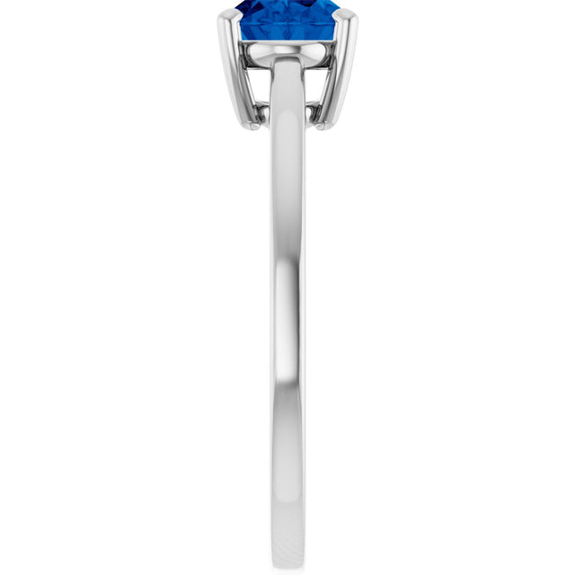 10K Gold Oval Lab-Grown Blue Sapphire Solitaire Ring - White Gold - view 4
