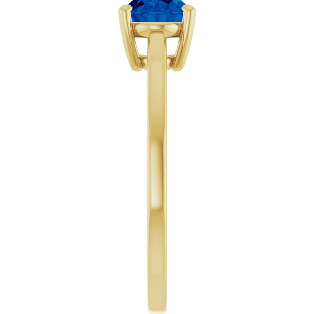 10K Gold Oval Lab-Grown Blue Sapphire Solitaire Ring - Yellow Gold - view 4