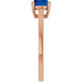 14K Gold Oval Lab-Grown Blue Sapphire Solitaire Ring - Rose Gold - view 4